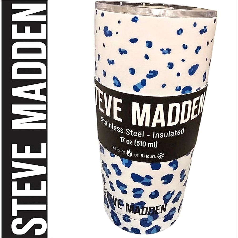 Steve Madden Stainless Steel-Insulated 17 oz Blue Leopord Print Tumbler